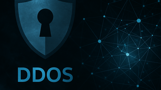 Темний дата-центр із серверними стійками як символ захисту від DDoS-атак