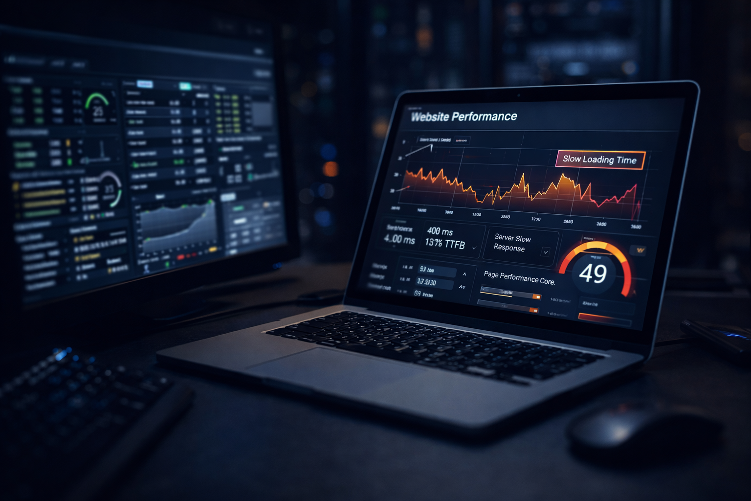Аналіз продуктивності сайту на ноутбуці з показниками повільного завантаження