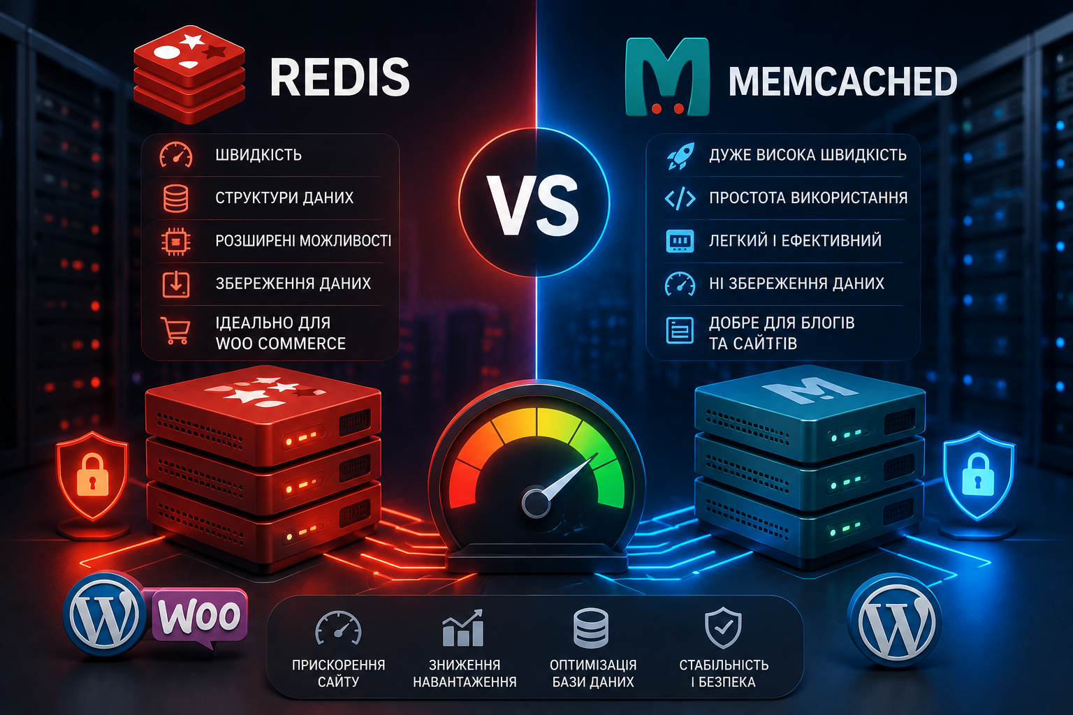 Порівняння Redis і Memcached для кешування WordPress та WooCommerce сайтів