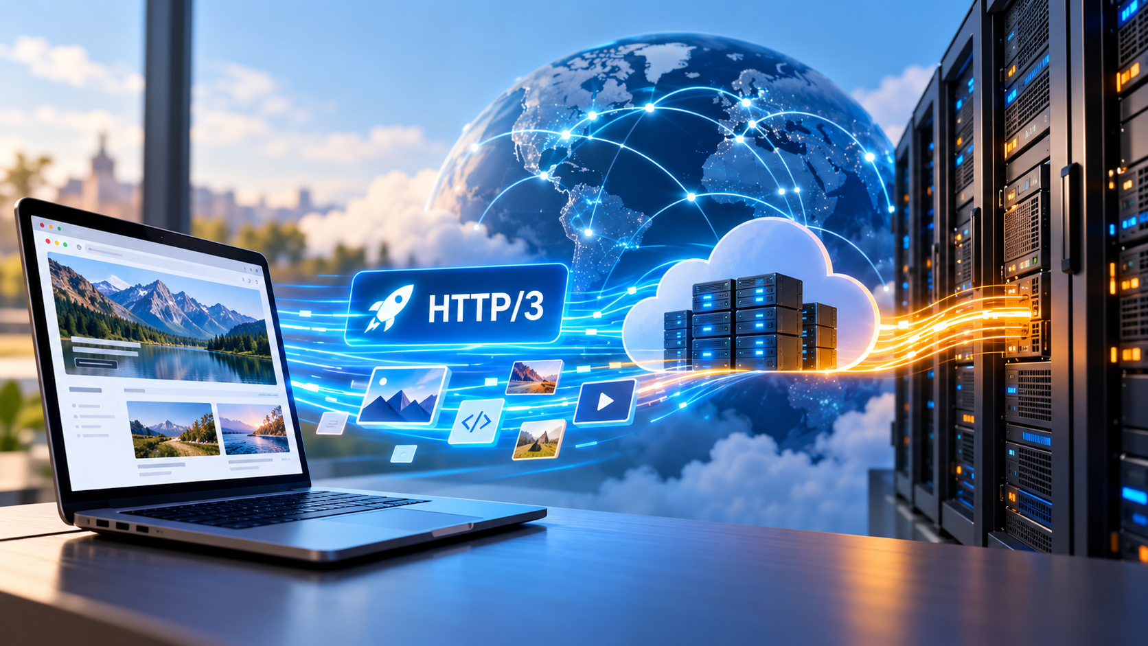 Робота HTTP/3 і QUIC між браузером, CDN та сервером для швидкого завантаження сайту